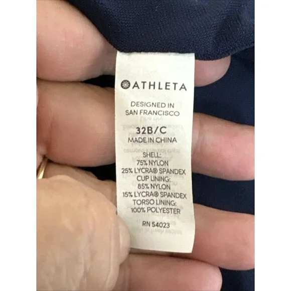 Athleta 32 B/C Tankini Swim Top Blue High Neck Modest Underwire EUC - Picture 8 of 11